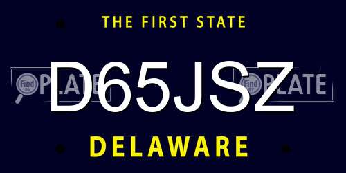 D65JSZ Delaware License Plate