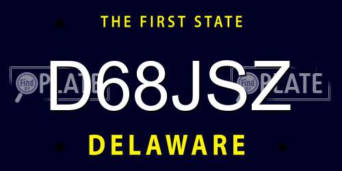 D68JSZ Delaware License Plate