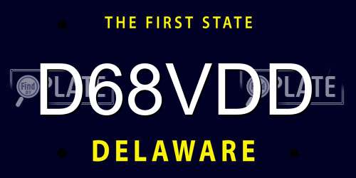 D68VDD Delaware License Plate