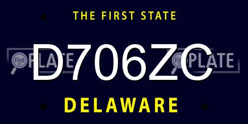 D706ZC Delaware License Plate