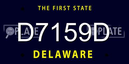 D7159D Delaware License Plate