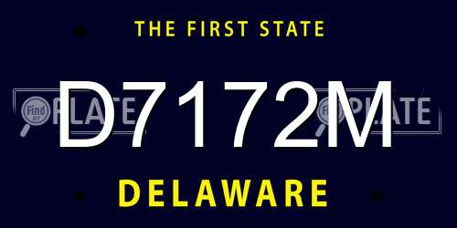 D7172M Delaware License Plate