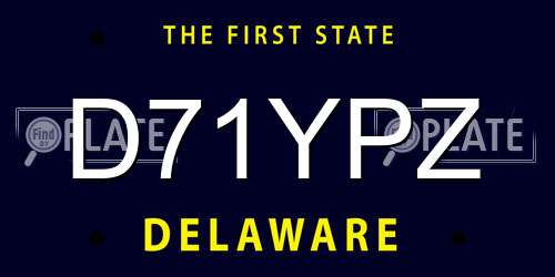 D71YPZ Delaware License Plate