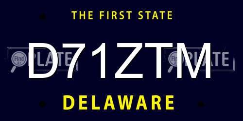 D71ZTM Delaware License Plate