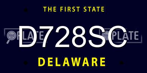 D728SC Delaware License Plate
