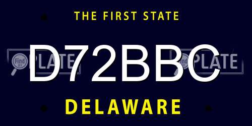 D72BBC Delaware License Plate