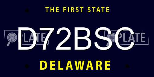D72BSC Delaware License Plate