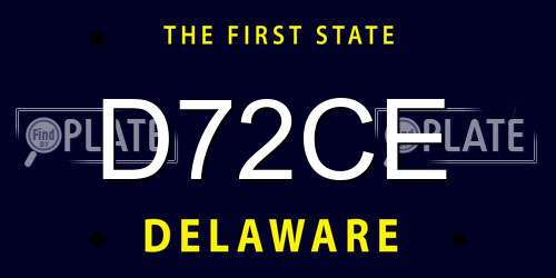 D72CE Delaware License Plate