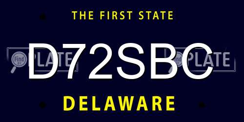 D72SBC Delaware License Plate
