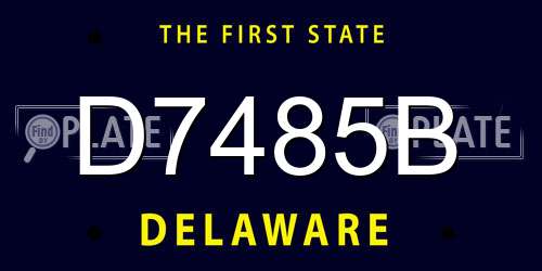 D7485B Delaware License Plate