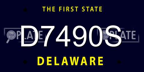 D7490S Delaware License Plate