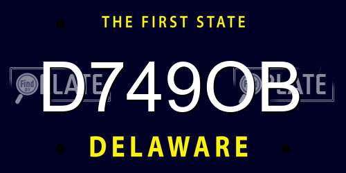 D749OB Delaware License Plate