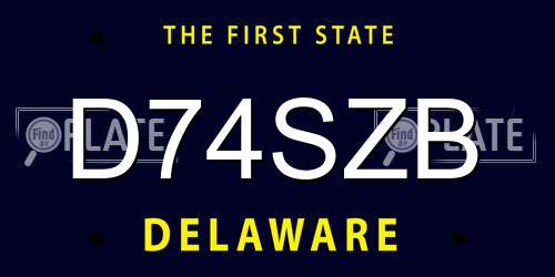 D74SZB Delaware License Plate
