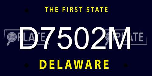 D7502M Delaware License Plate