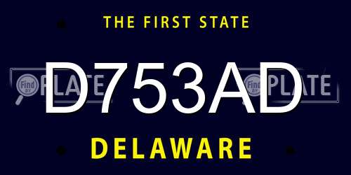 D753AD Delaware License Plate