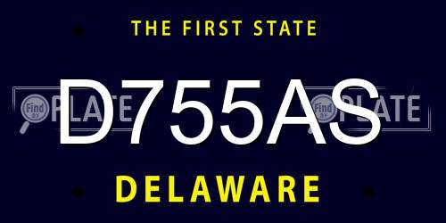 D755AS Delaware License Plate