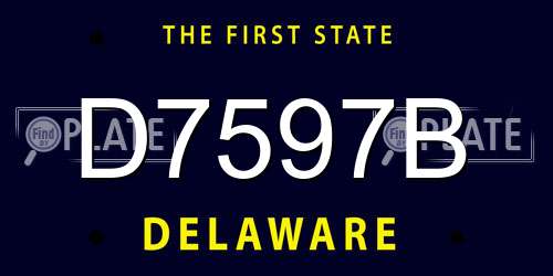 D7597B Delaware License Plate
