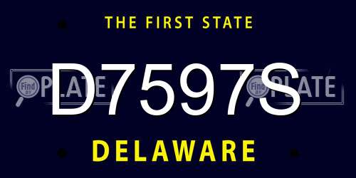 D7597S Delaware License Plate
