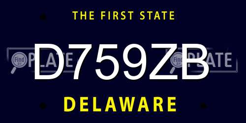 D759ZB Delaware License Plate