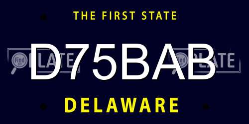 D75BAB Delaware License Plate