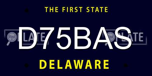 D75BAS Delaware License Plate