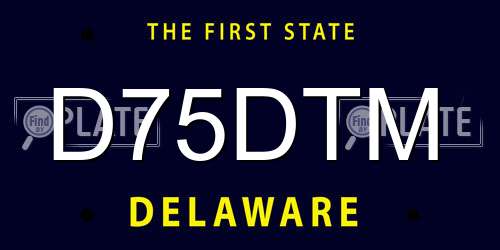D75DTM Delaware License Plate