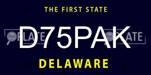 D75PAK Delaware License Plate