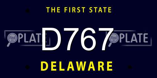 D767 Delaware License Plate