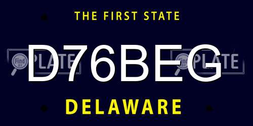 D76BEG Delaware License Plate