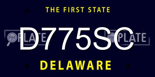 D775SC Delaware License Plate