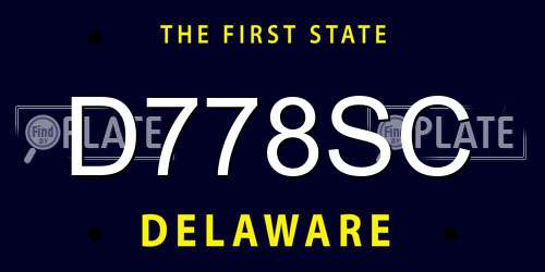 D778SC Delaware License Plate