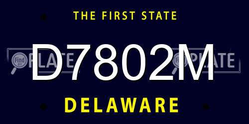 D7802M Delaware License Plate