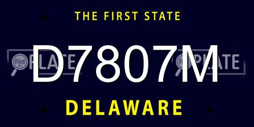 D7807M Delaware License Plate