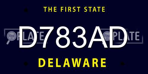 D783AD Delaware License Plate