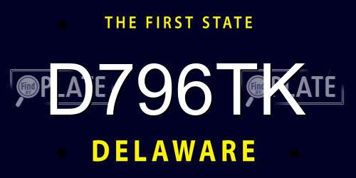 D796TK Delaware License Plate