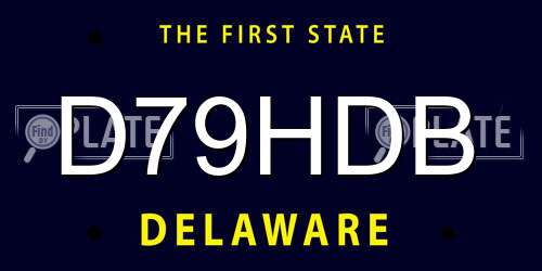 D79HDB Delaware License Plate