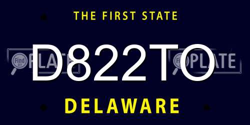 D822TO Delaware License Plate