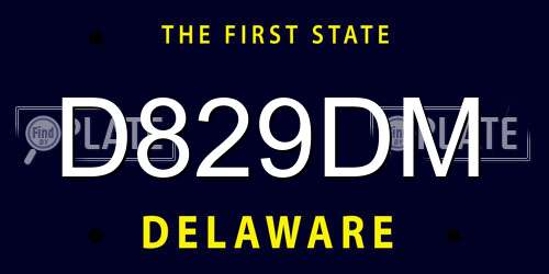 D829DM Delaware License Plate