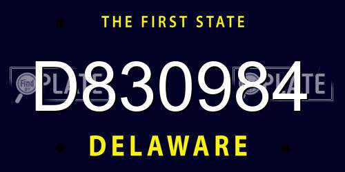 D830984 Delaware License Plate