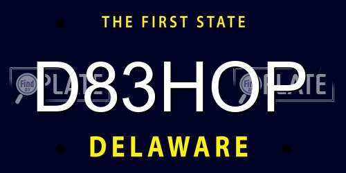 D83HOP Delaware License Plate