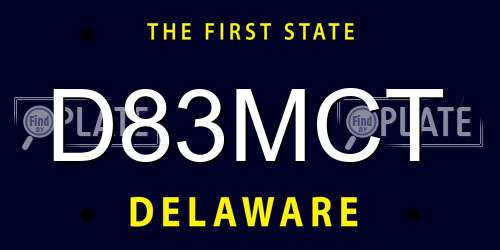 D83MCT Delaware License Plate