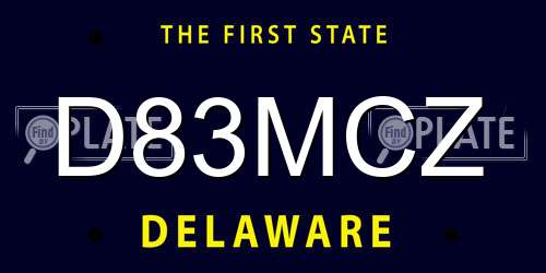D83MCZ Delaware License Plate