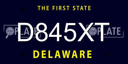 D845XT Delaware License Plate