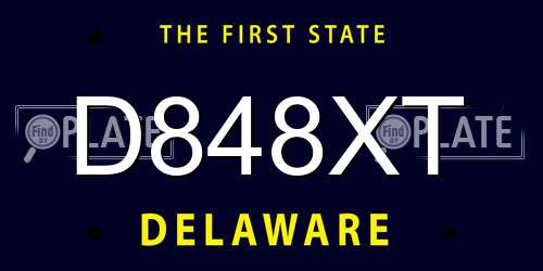 D848XT Delaware License Plate