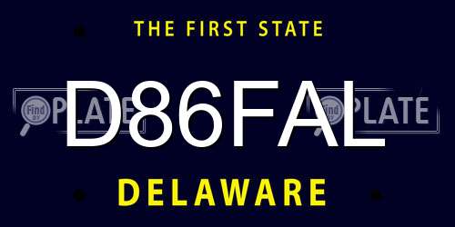 D86FAL Delaware License Plate