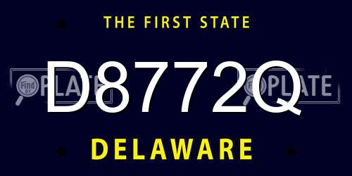 D8772Q Delaware License Plate