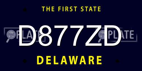 D877ZD Delaware License Plate