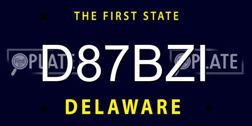 D87BZI Delaware License Plate