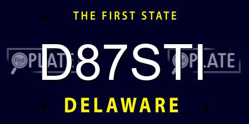 D87STI Delaware License Plate