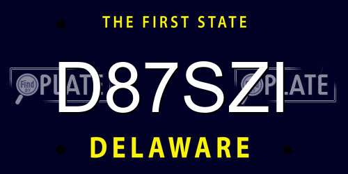 D87SZI Delaware License Plate